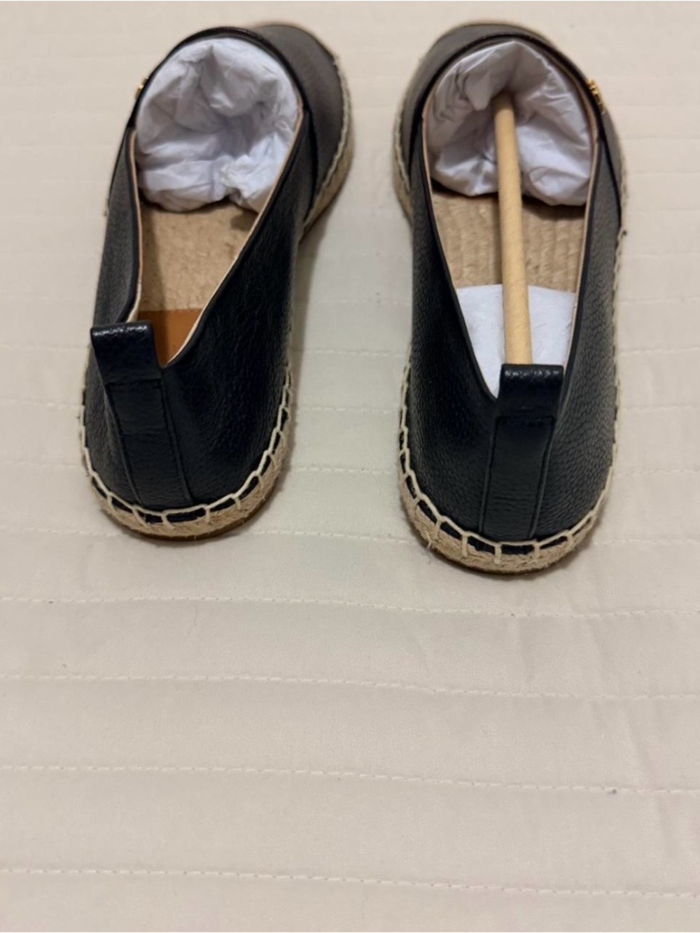 Ralph Lauren Cameryn IV Black Leather Espadrille Flats, US7.5 - Picture 7 of 8